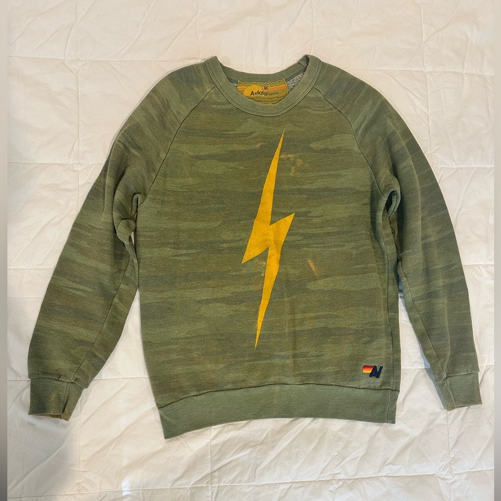 Aviator Nation Camo with Bolt Sweatshirt Size M